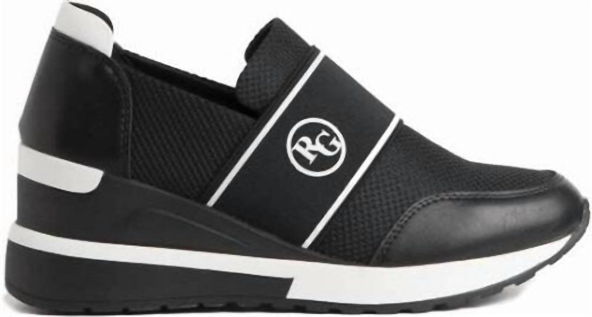 Renato Garini Women's Slip On Wedge Sneakers in black - women's sneaker