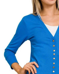 Zenana - Snap 3/4 Sleeve Cardigan