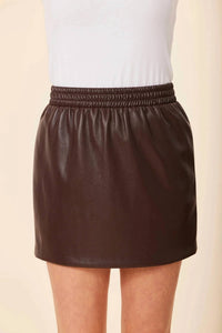Dolce Cabo - Faux Leather Elasticized Waist Mini Skirt