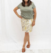 Charlie B - Women's Floral Print Denim Skirt