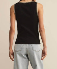 Z Supply Social Whipstitch Tank Top in black - women's tank top - detail view