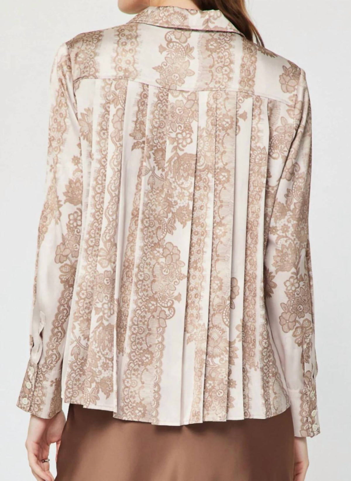 Current Air - Floral Lace Pleated Back Blouse