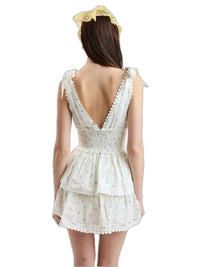 Sky To Moon - Printed Tie Strap Layered Mini Dress