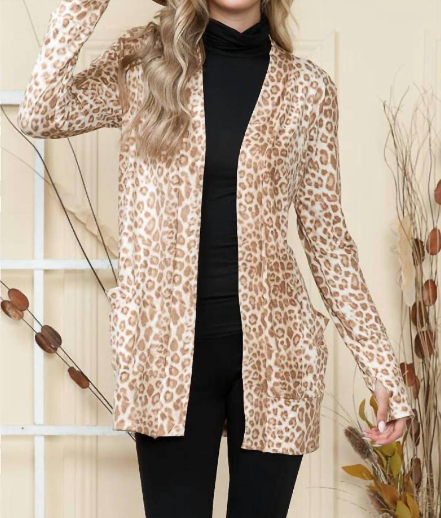 Burgundy Apparel - Animal Print Cardigan