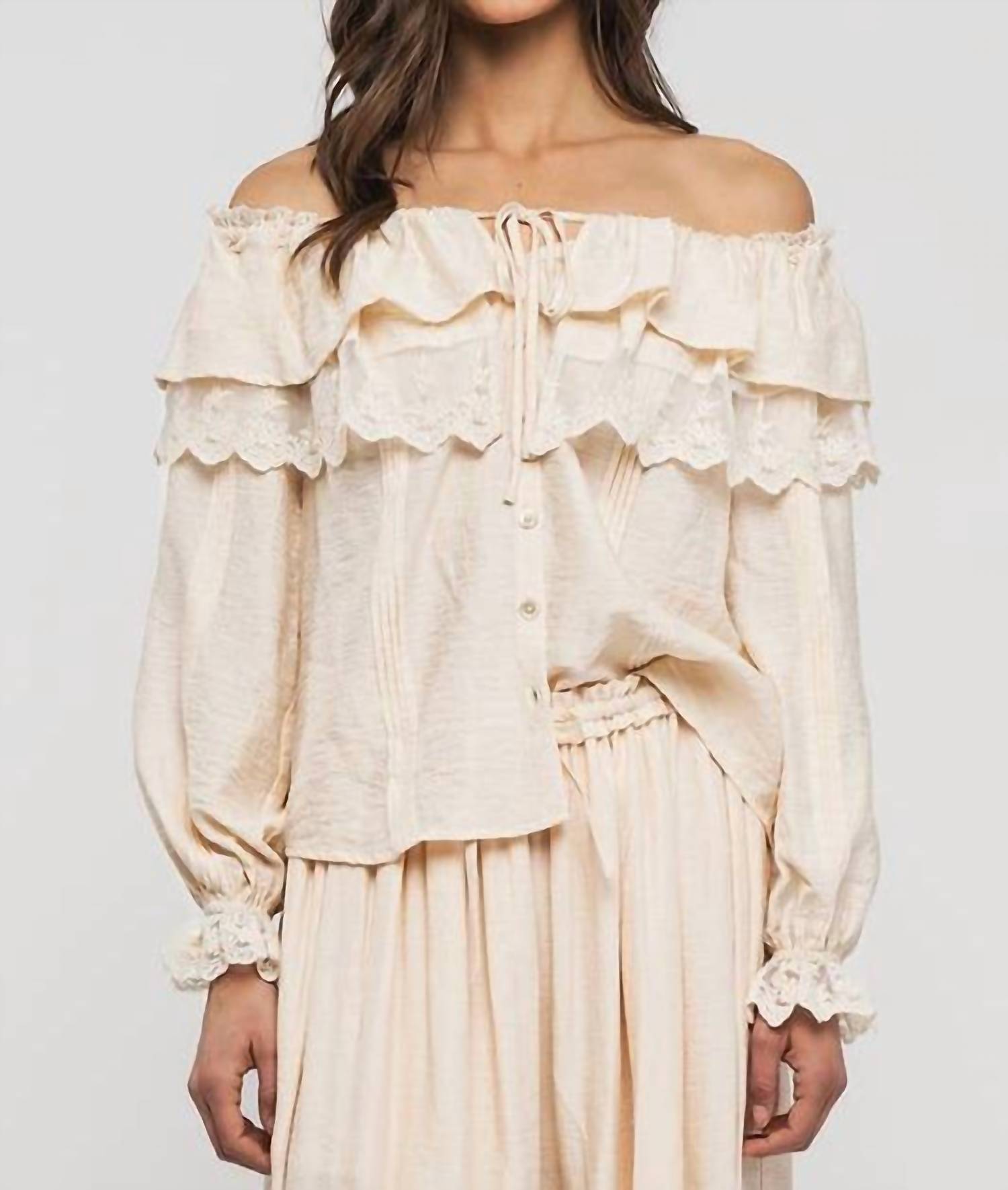 Urban Daizy - Off Shoulder Boho Lace Blouse