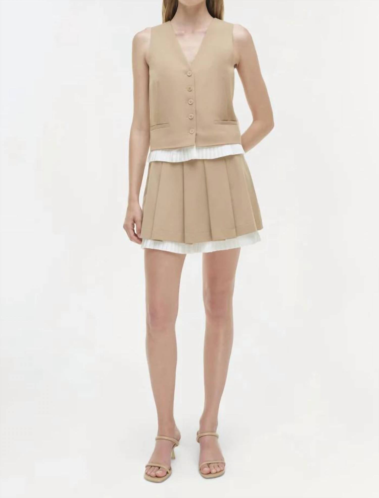 SIMKHAI Laiken Vest in camel - women's jacket - detail view