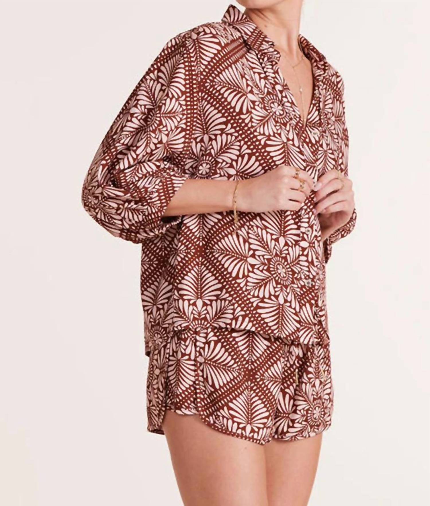 Bobi - BOHO SLEEVE BUTTON UP TOP