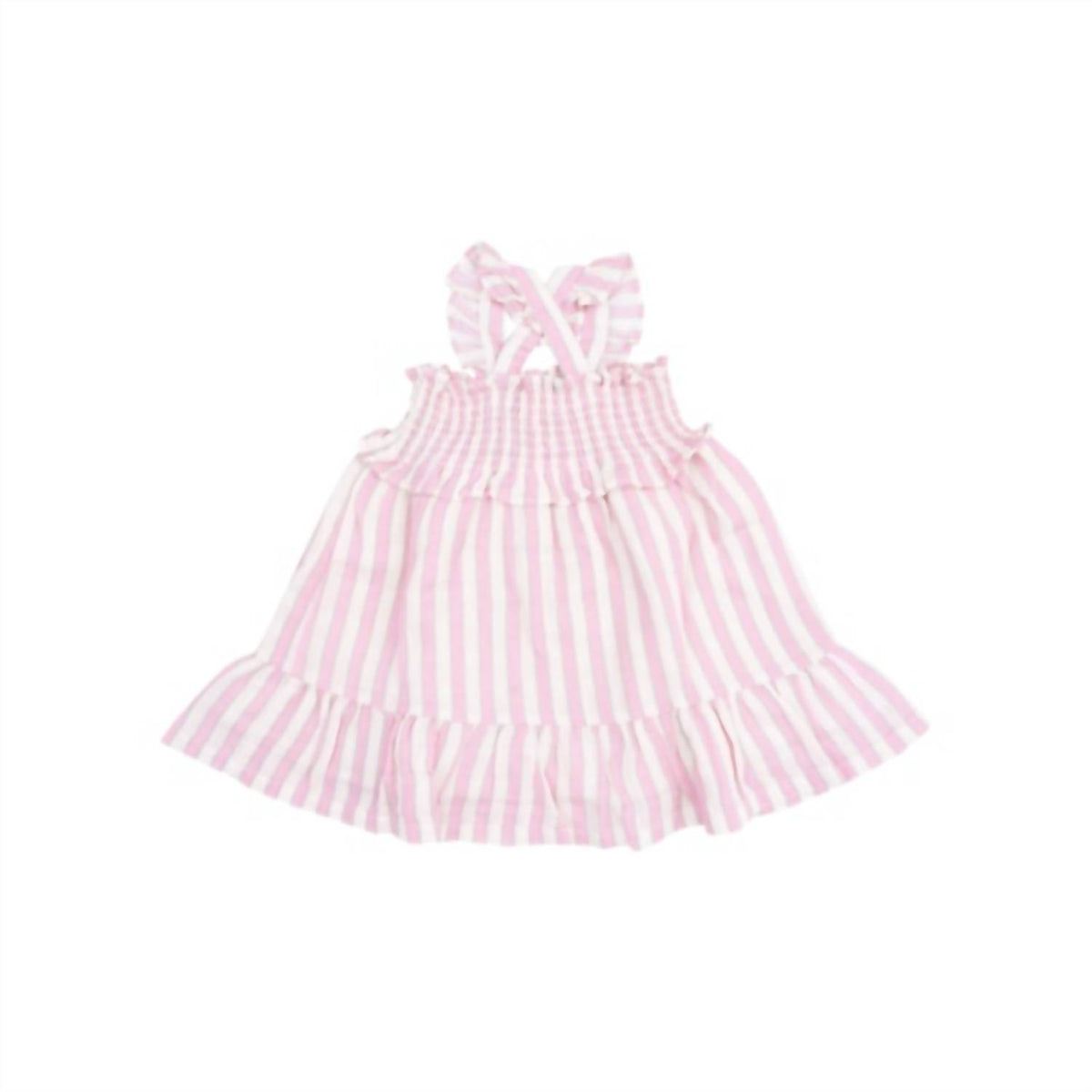 Angel Dear - Girl's Candy Stripe Smocked Ruffle Sundress And Diaper Cover