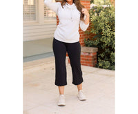 Julia Rose Gabriella High Waisted Gaucho Pant in black - women's pants