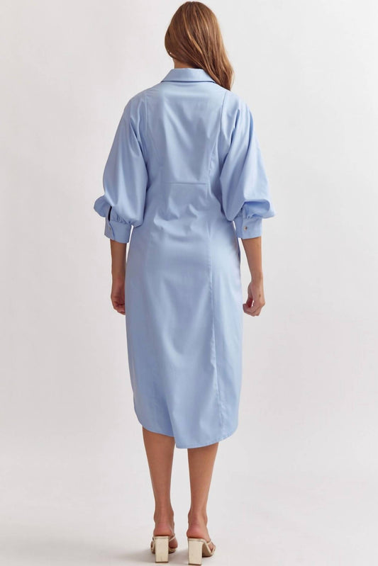Entro - Tie Front Button-Down Midi Dress