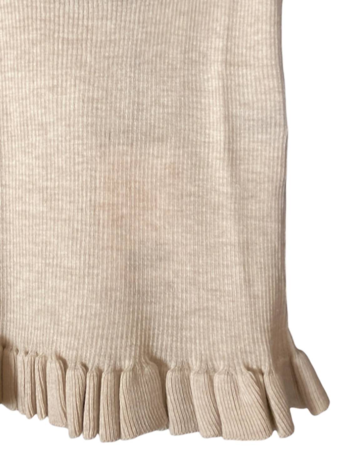 Brandon Maxwell - Phoebe Knit Tank With Ruffle Hem Oatmeal