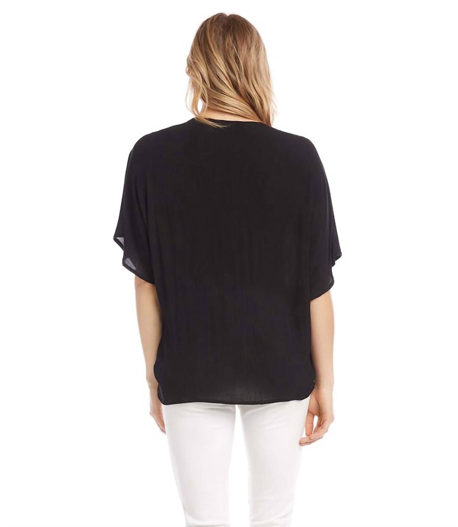 Karen Kane - Short Sleeve Buckle Front Top