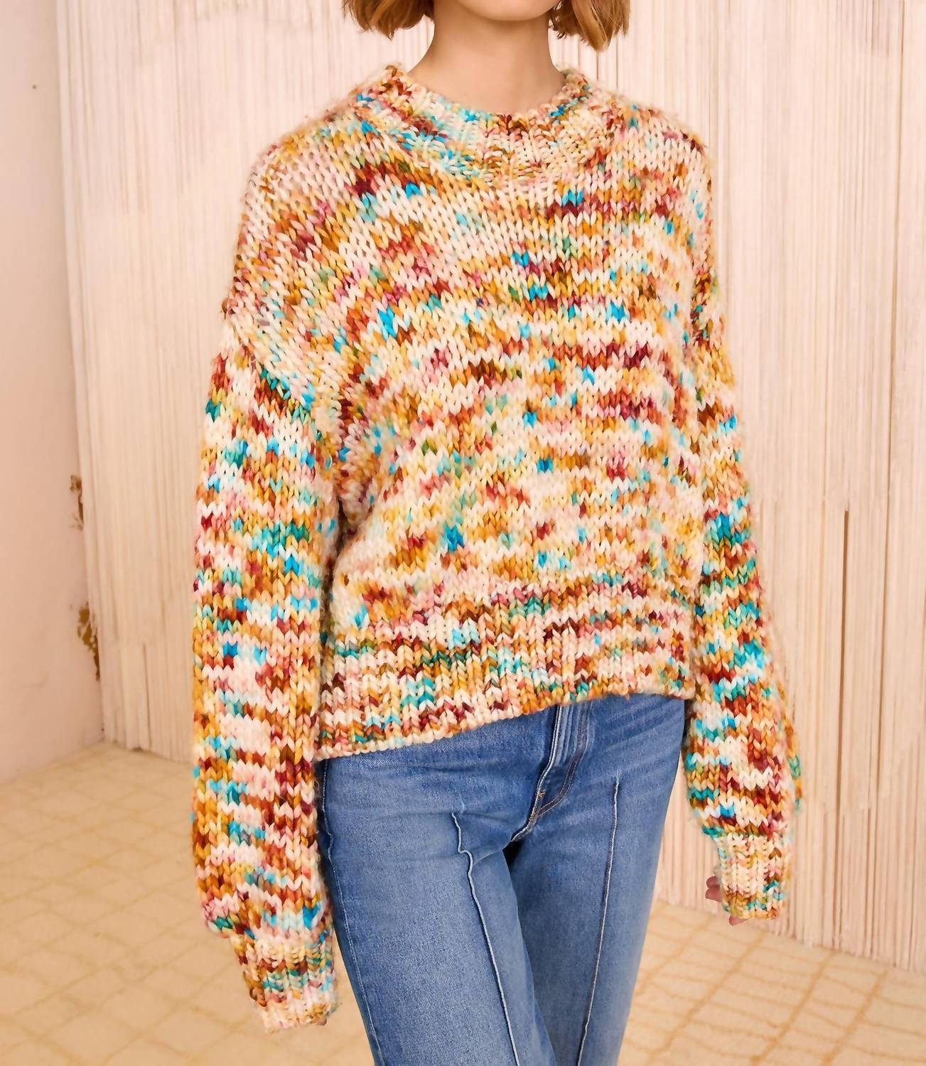 Ulla Johnson Maude Multicolor Knit Pullover in opal - women's sweater - detail view