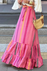 Pretty Bash - Chevron Tasseled Ruffle Maxi Skirt