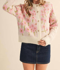 &Merci - Southern Grace Floral Knit Sweater Cardigan