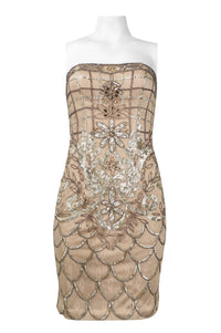 Sue Wong - Strapless Sequined Scalloped Sheath Dress