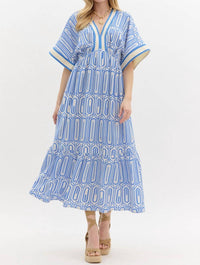 Entro - Abstract V-neck Maxi Dress