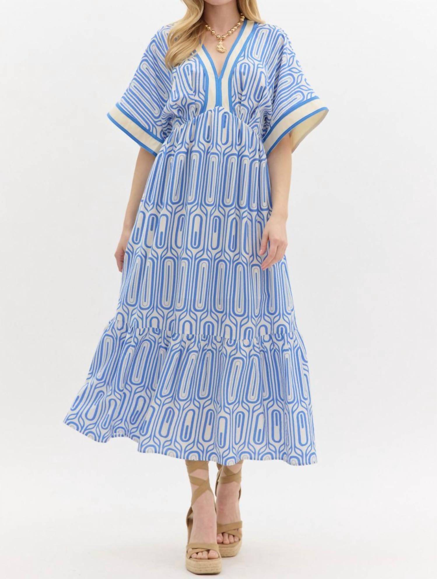 Entro - Abstract V-neck Maxi Dress