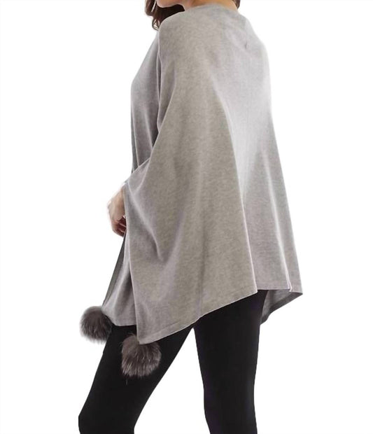 Pom-Pom Fox Fur Poncho