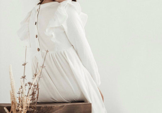 Aster & Oak - Girl's Snow Rib Ruffle Dress