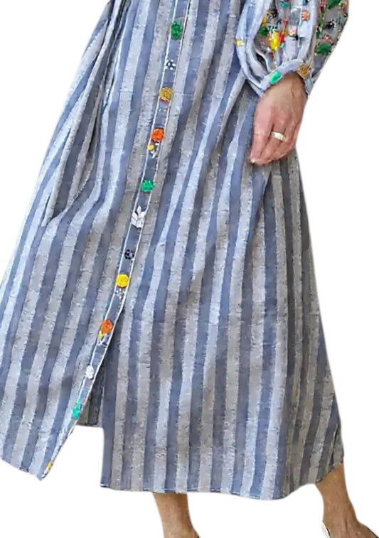 Guadalupe Design - Rambagh Stripe Embroidered Midi Dress