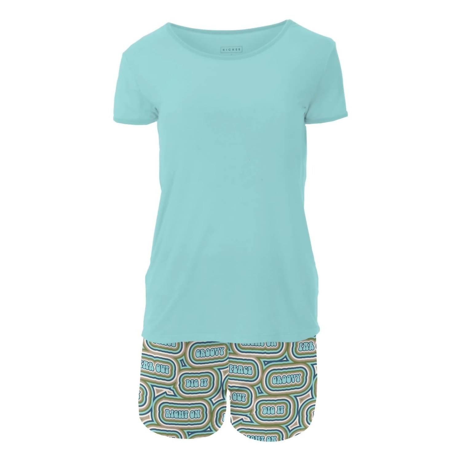 Kickee - Women's Short Sleeve Pajama Set with Shorts