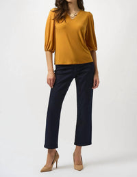 Joseph Ribkoff - V-neck 3/4 Puffed Sleeve Top