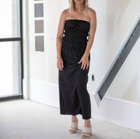 onia Smocked Maxi Dress in black - women's dress - detail view