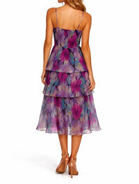 Dress The Population - Floral Tiered Midi Dress