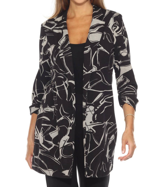 Joseph Ribkoff - Abstract Open Front Longline Blazer