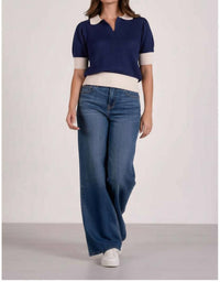 Elan - Three Quarter Sleeve Collared Sweater