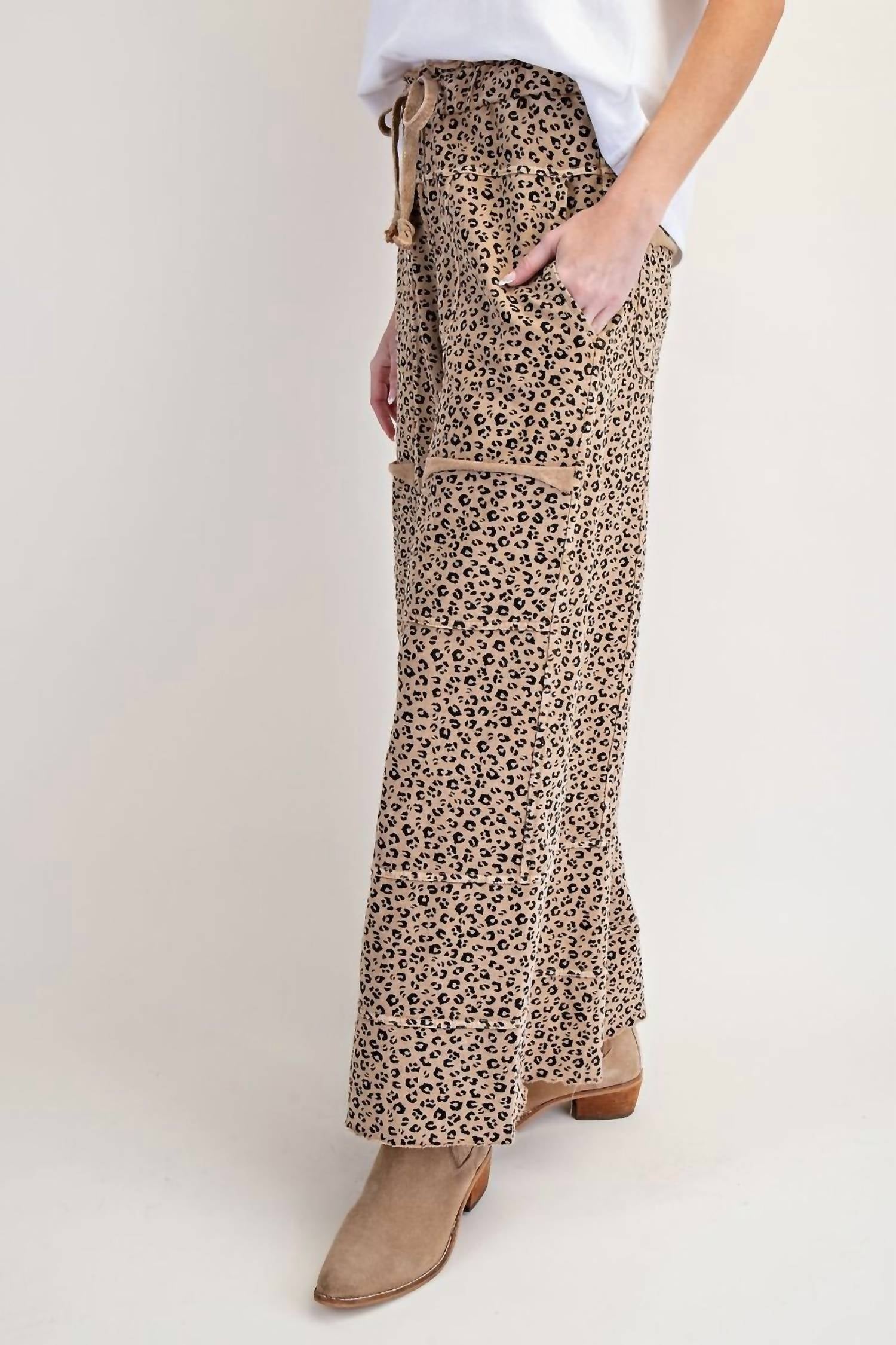 Easel - Women's Animal Mineral Washed Terry Knit Pants