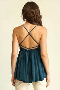 Satin Halter Open Back Top