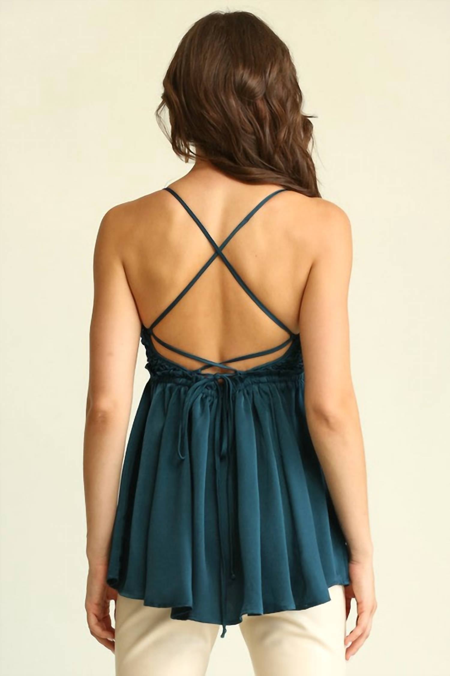 Satin Halter Open Back Top