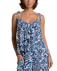 ELAN Coralina Tank Top in blue white - women's tank top