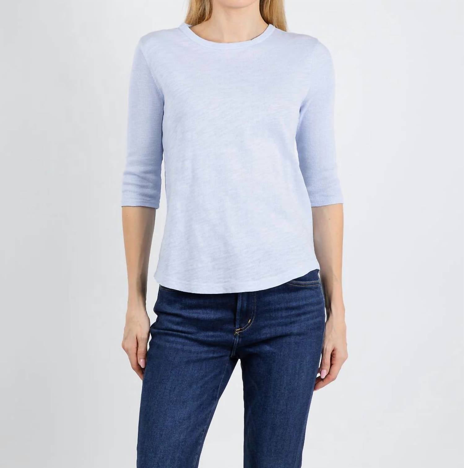 Elliott Lauren - Caroline Crewneck Tee With Rib Sleeve And Gusset