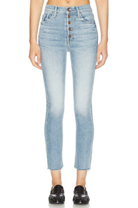 Mother Skinny Pixie Dazzler Ankle Fray Jeans in ivy league cowboy - women's jeans
