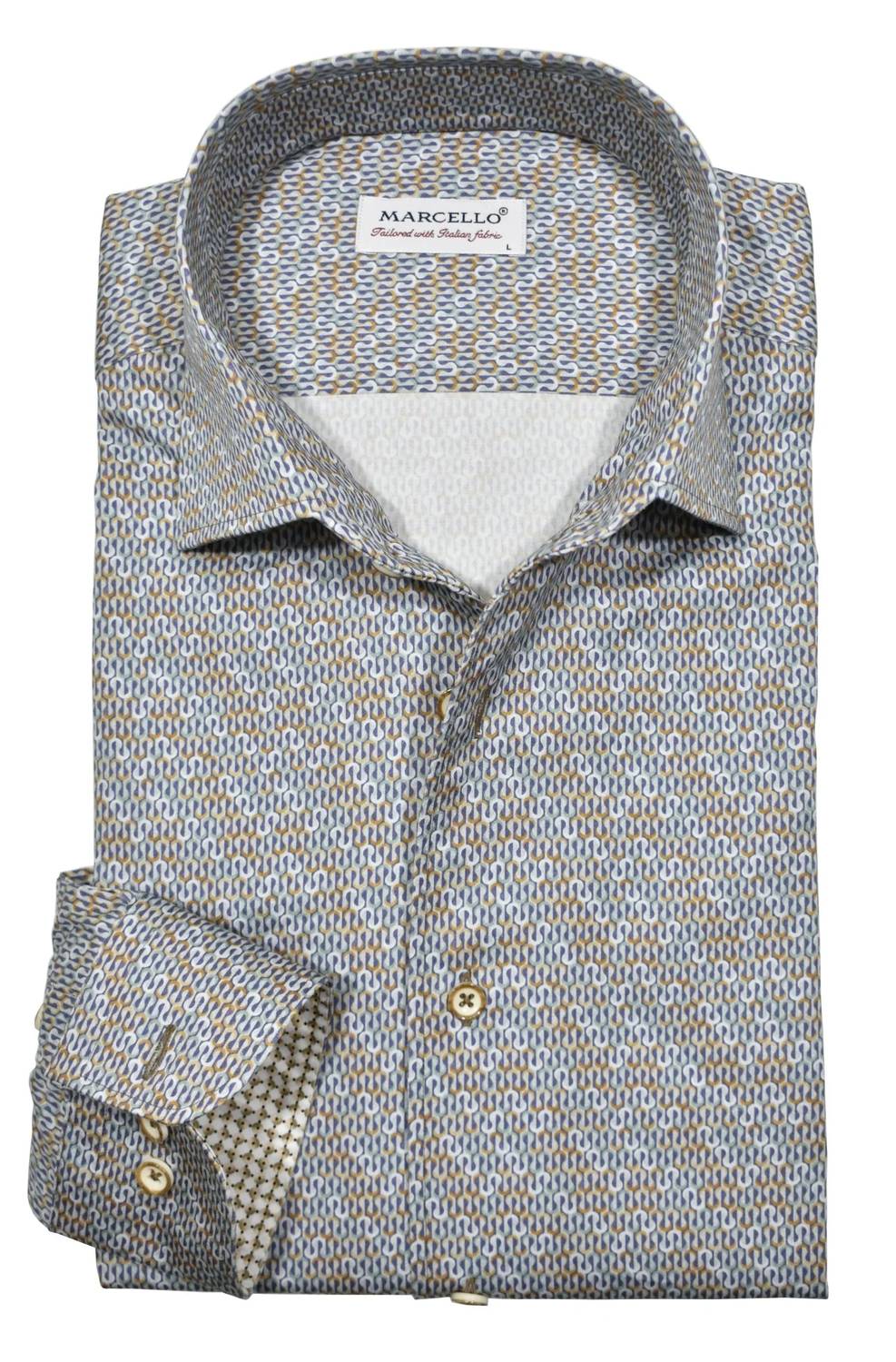 Marcello - Men's Swirl Roll Collar Shirt
