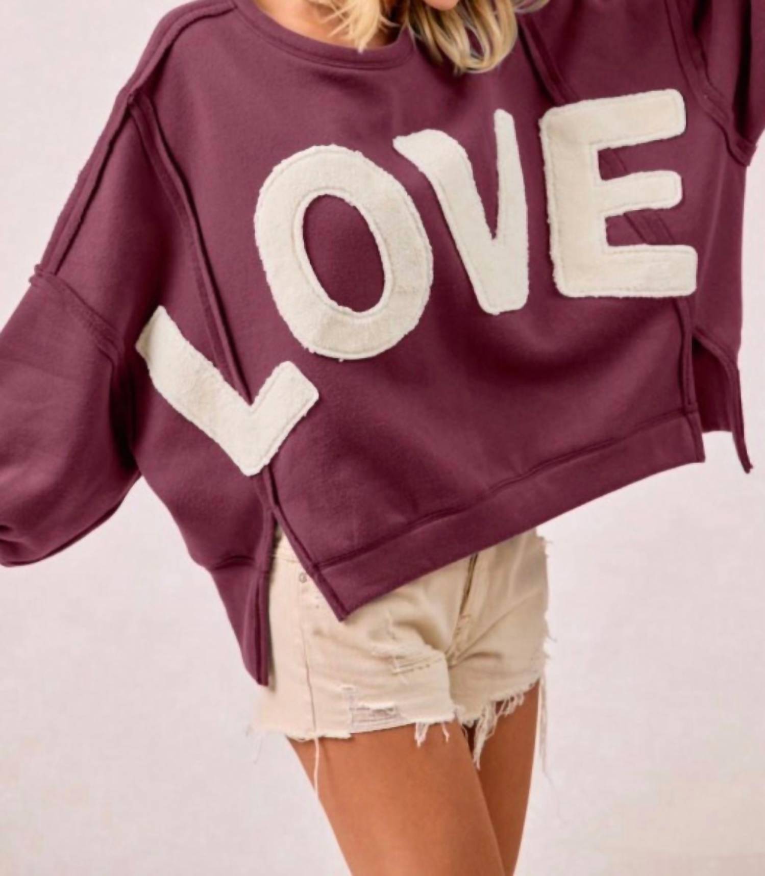 Bibi - Love Patchwork Fleece Sweatshirt