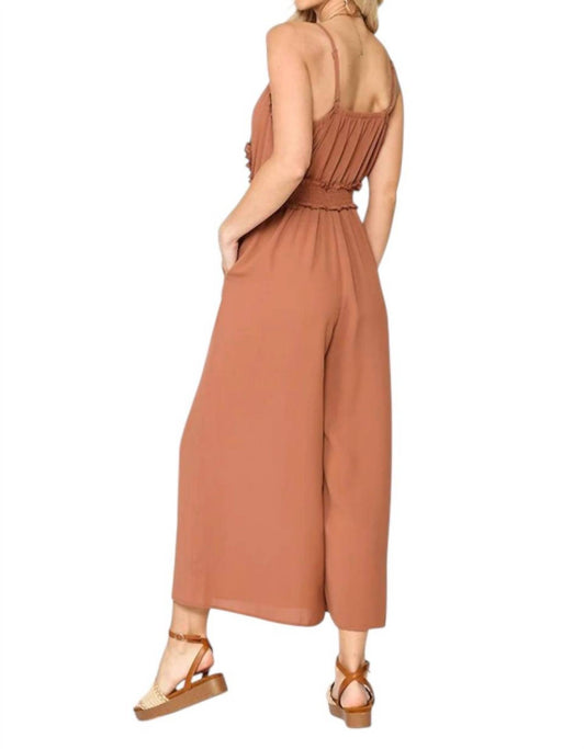 Gigio - Surplice Smocked With Pockets Jumpsuit