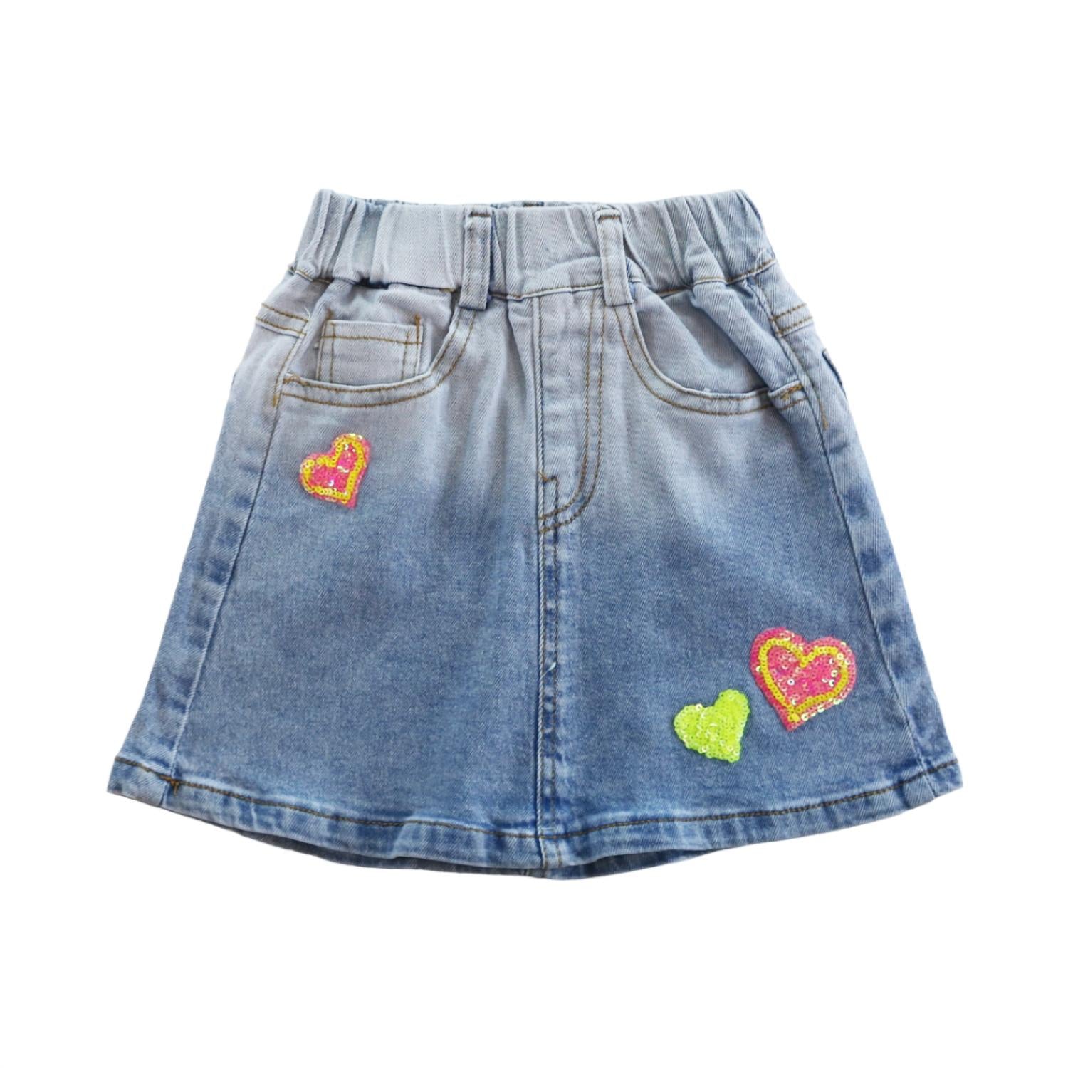 Doe A Dear - Girl's Sequin Hearts Skirt
