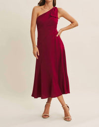 In February - Bordeaux One Shoulder Midi Dress