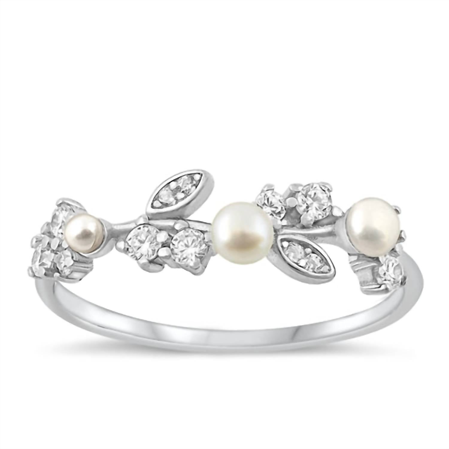 Starlette Anastasia Ring With Pearls in silver - women's jewelry