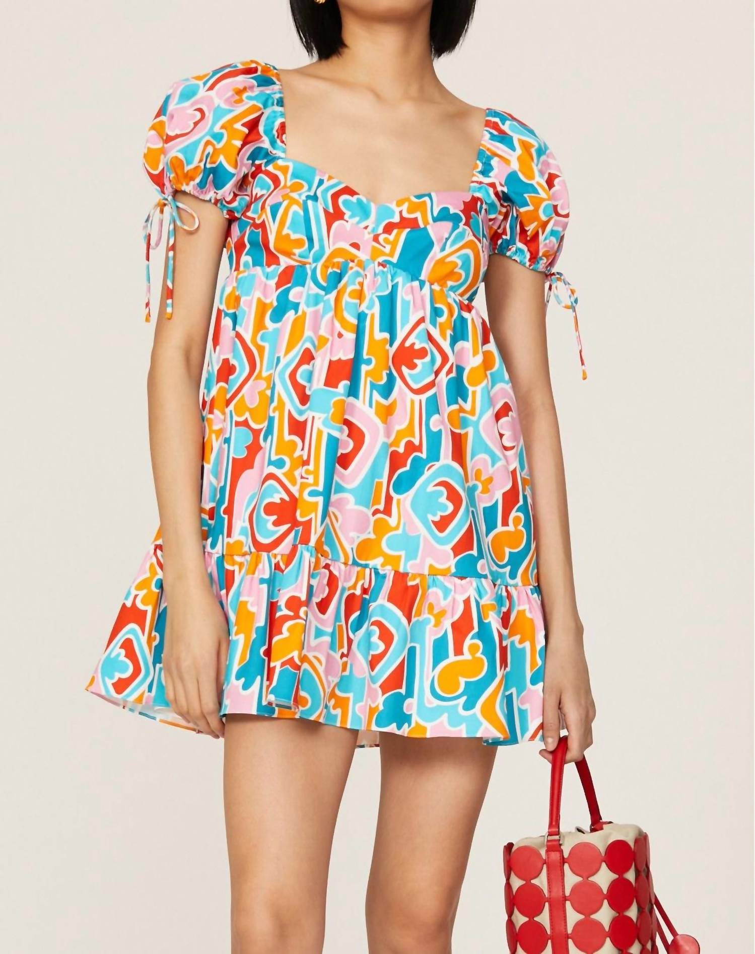 Amanda Uprichard Sicily Babydoll Mini Dress in miami print - women's dress