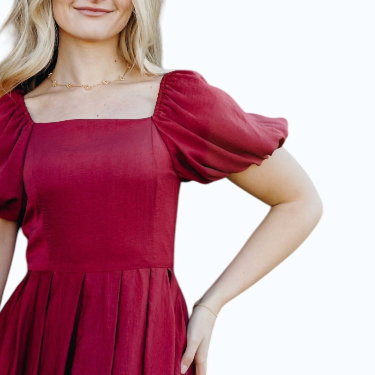 Mikarose Chanel Dress in berry red - women's dress - detail view