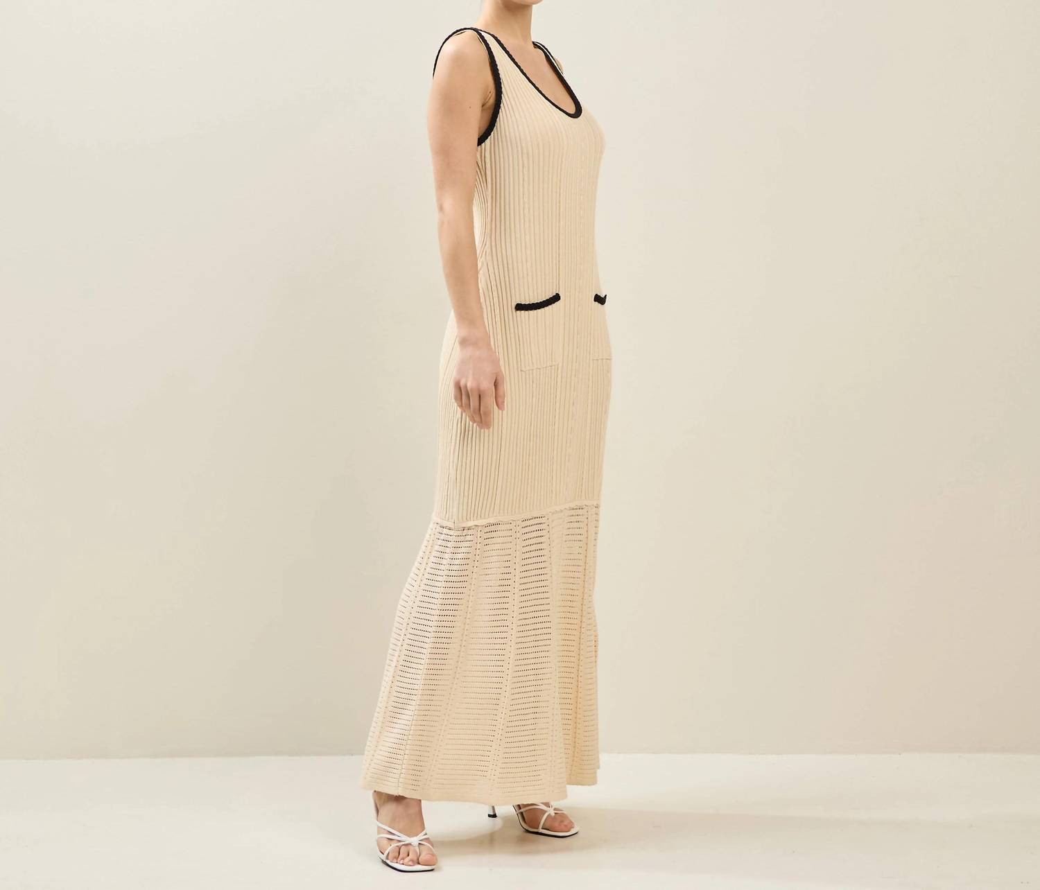 Able - Contrast Trim Knit Maxi Dress