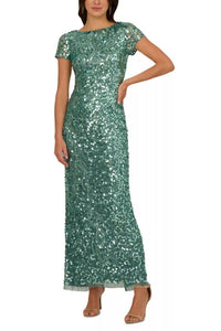 Adrianna Papell - Sequin Embellishment Maxi Gown Dress