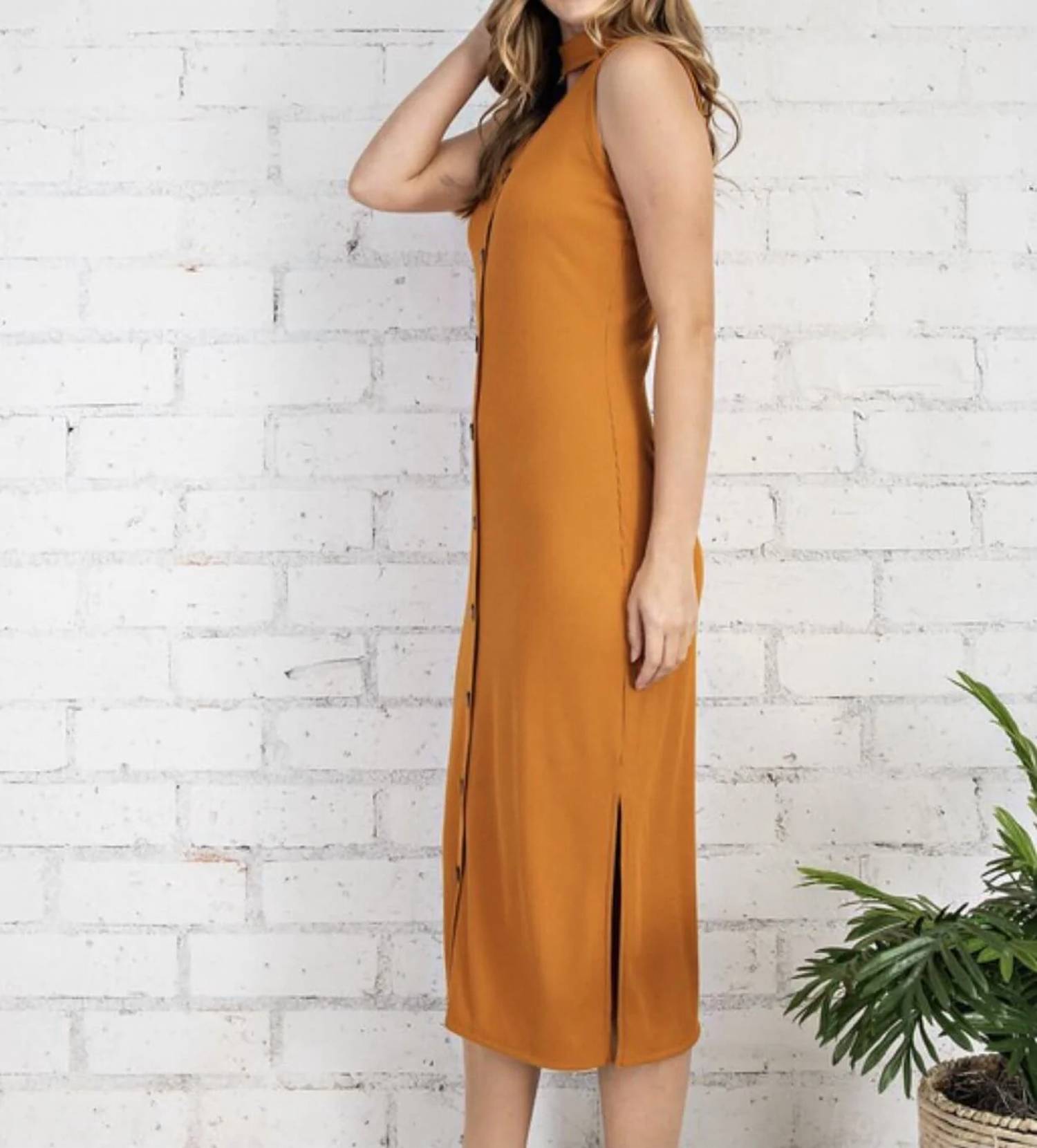 Fsl - Cara V-neck Ribbed Midi Dress
