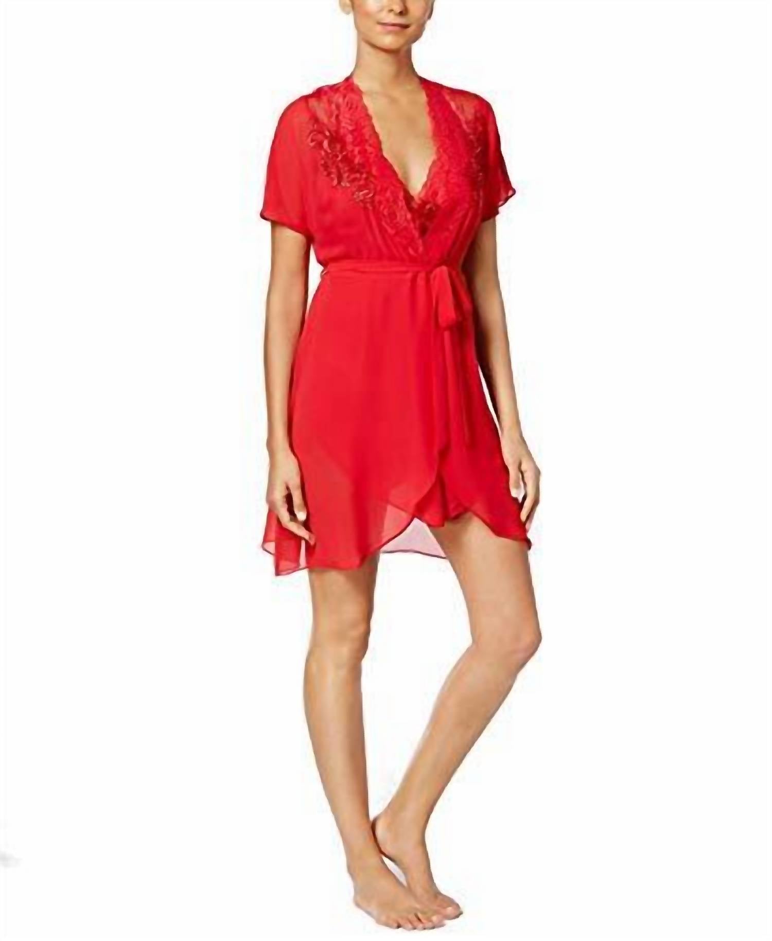 Linea Donatella - Lace Trimmed Chiffon Wrap Robe
