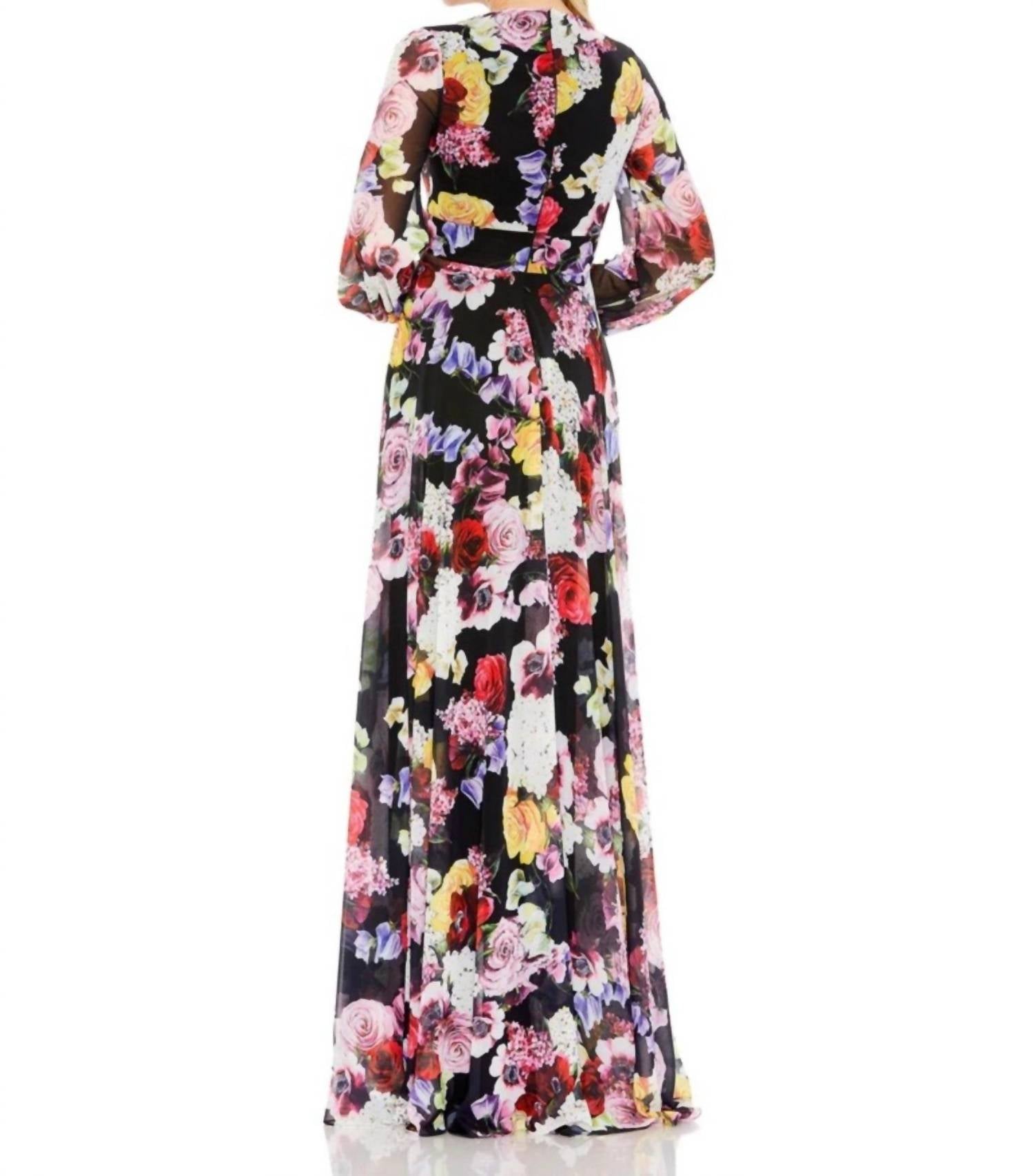 Mac Duggal - Flowy Chiffon Side Slit Dress